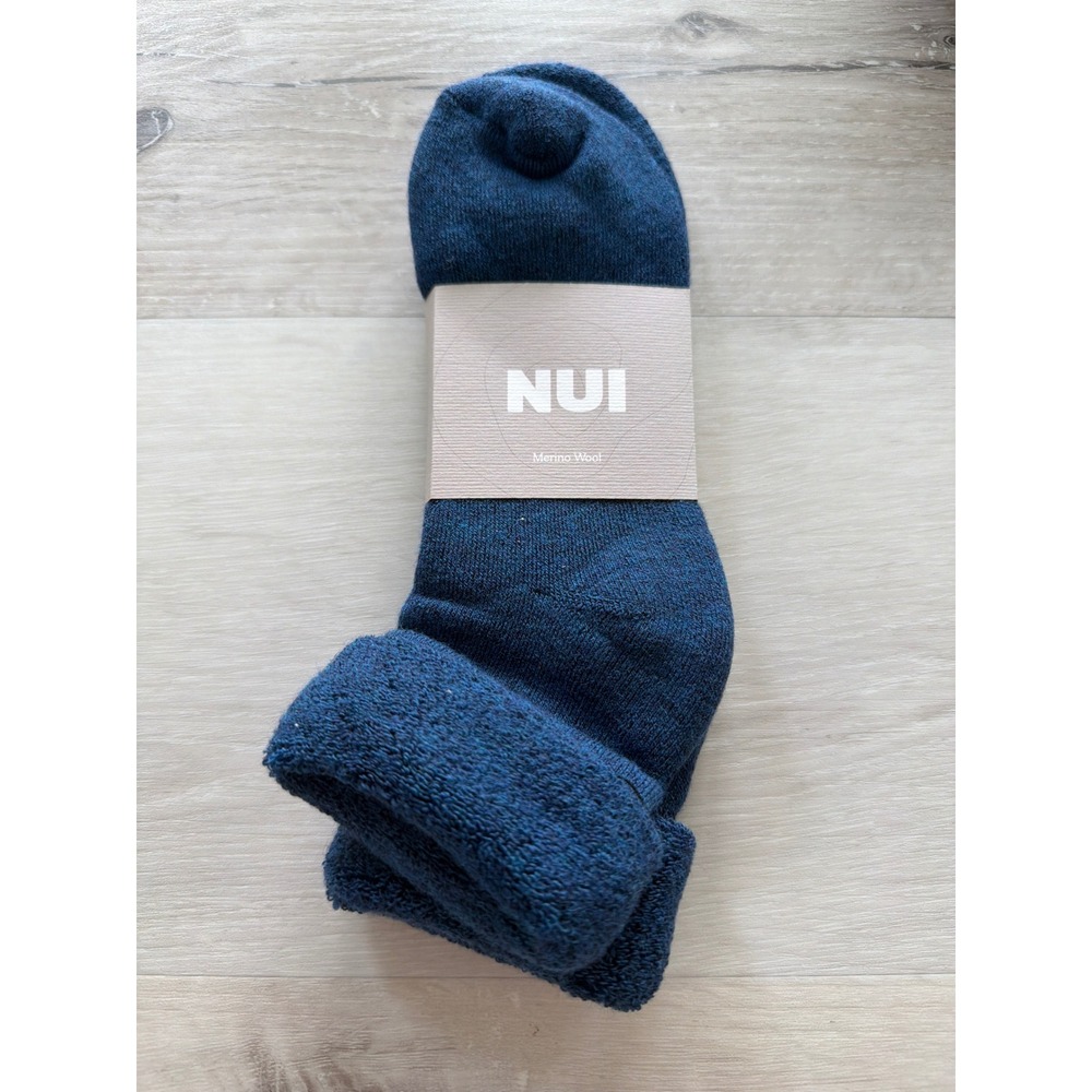 NUI Organics Merino Wool Lounge Socks Deep Blue 7/9y New With Tags